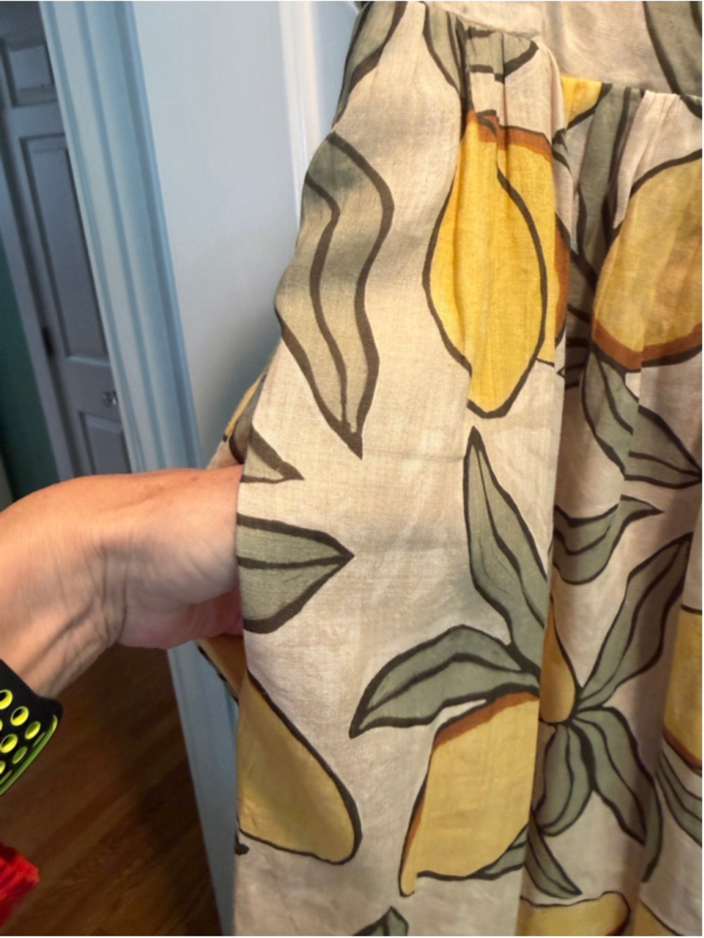 Women's Rebecca Taylor Lemon Tree Long Puff Waist Maxi Dress 4 Beige Yellow - Picture 5 of 14